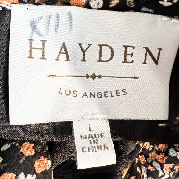 Hayden Dress Womens L Dark Ditsy Floral Cottagecore Party Boho Chiffon Dressy - Picture 5 of 7